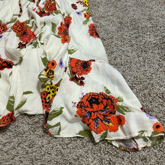 FREE PEOPLE Happy Heart Mini Dress Ivory Orange Floral Women's Size Medium Party - Picture 2 of 9